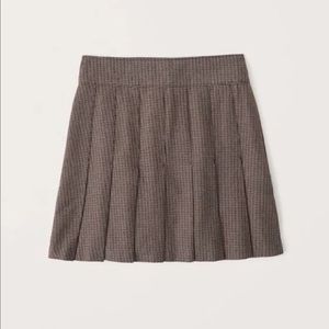 Brown Plaid Pleated Mini Skirt